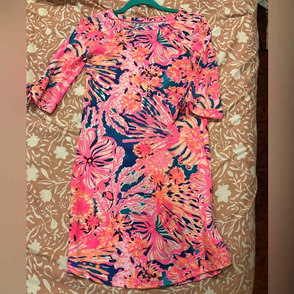 Lilly Pulitzer Vibrant Pink and Blue Floral Dress